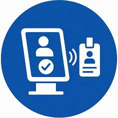 Besucher checken sich per QR-Code und PIN über ein Tablet im Gebäudeinformationssystem selbstständig ein.